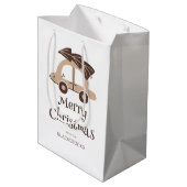 Gepersonaliseerde Vrolijke Kerstmis Auto met Boom Medium Cadeauzakje (Achterkant Gekanteld)