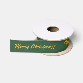 Gepersonaliseerde Vrolijke Kerstmis & Familienaam Satijnen Lint