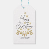 Gepersonaliseerde Vrolijke Kerstmis, Gouden Sneeuw Cadeaulabel (Achterkant)