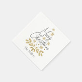 Gepersonaliseerde Vrolijke Kerstmis, Gouden Sneeuw Servet (Hoek)