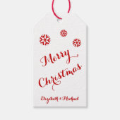 Gepersonaliseerde Vrolijke Kerstmis Rode Groene Fa Cadeaulabel (Voorkant)