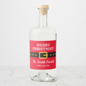 Gepersonaliseerde Vrolijke Kerstmis Sinterklaas pa Likeurfles Etiket (Voorkant)