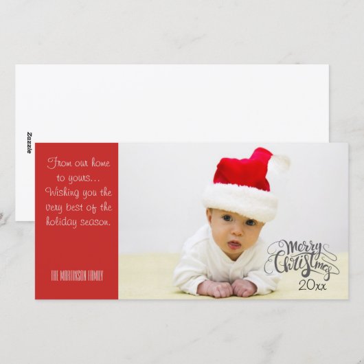 Gepersonaliseerde Vrolijke Kerstmisfoto met Jaar Feestdagenkaart (Voorkant / Achterkant)