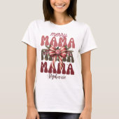 Gepersonaliseerde vrolijke mama retro kerstboog t-shirt (Voorkant)