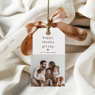 Gepersonaliseerde vrolijke Thanksgiving-foto Cadeaulabel