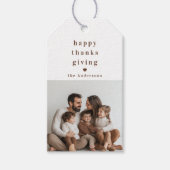 Gepersonaliseerde vrolijke Thanksgiving-foto Cadeaulabel (Voorkant)