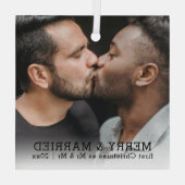 Gepersonaliseerde vrolijkheid en getrouwde Kerstmi Glas Ornament (Achterkant)