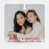 Gepersonaliseerde vrolijkheid en getrouwde Kerstmi Metalen Ornament (Achterkant)