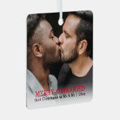 Gepersonaliseerde vrolijkheid en getrouwde Kerstmi Metalen Ornament (Voorkant Rechts)