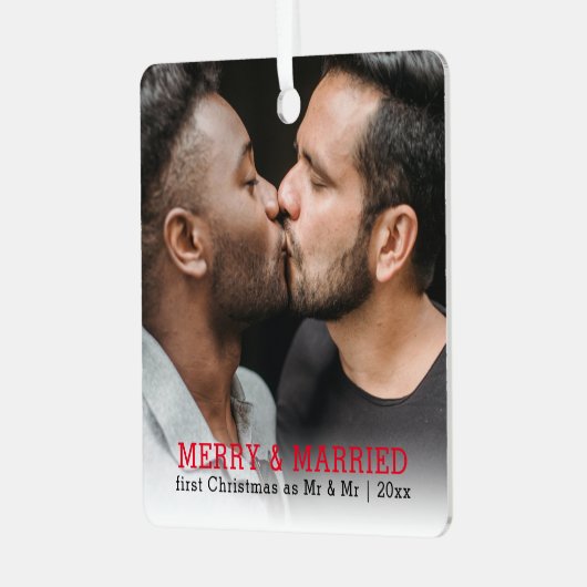 Gepersonaliseerde vrolijkheid en getrouwde Kerstmi Metalen Ornament (Voorkant links)