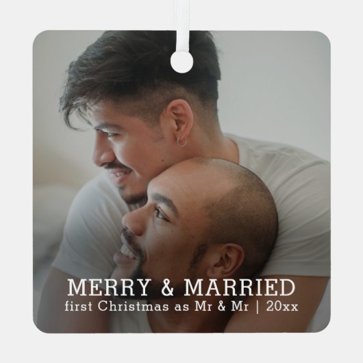 Gepersonaliseerde vrolijkheid en getrouwde Kerstmi Metalen Ornament (Achterkant)