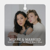 Gepersonaliseerde vrolijkheid en getrouwde Kerstmi Metalen Ornament (Achterkant)