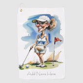 Gepersonaliseerde Vrouw Golfer Golf Handdoek (Voorkant)