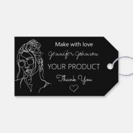 Gepersonaliseerde Vrouw Portret Zwarte Gift Labels Cadeaulabel