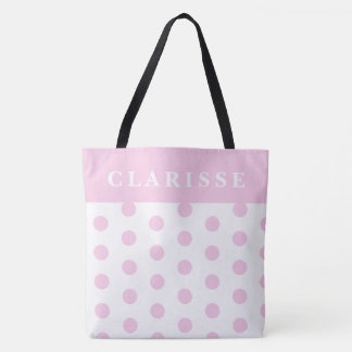 Gepersonaliseerde Vrouwelijke Chic Roze & Witte Po Tote Bag