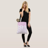 Gepersonaliseerde Vrouwelijke Chic Roze & Witte Po Tote Bag (Op model)