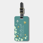 Gepersonaliseerde vrouwelijke & elegante blauwe li bagagelabel (Voorkant verticaal)