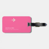Gepersonaliseerde Vrouwelijke Roze Liefde Vliegtui Bagagelabel (Achterkant horizontaal)