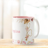 Gepersonaliseerde Vrouwelijke Stethoscoop Keramisc Tweekleurige Koffiemok