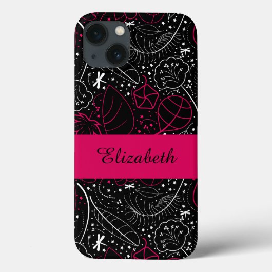 Gepersonaliseerde vrouwelijke veren en bloemen Case-Mate iPhone case (Achterkant)