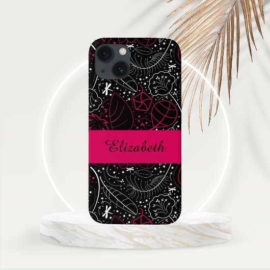 Gepersonaliseerde vrouwelijke veren en bloemen Case-Mate iPhone case