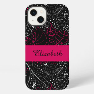 Gepersonaliseerde Vrouwelijke Veren en Bloemen iPhone 13 Hoesje