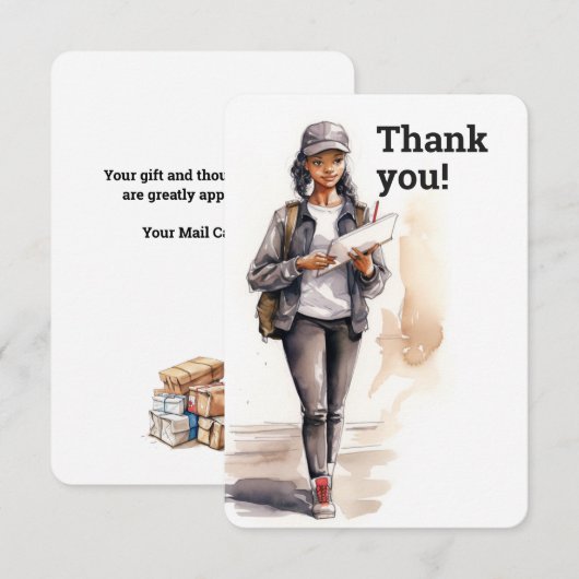 Gepersonaliseerde Vrouwen briefdrager Bedankkaart (Voorkant / Achterkant)