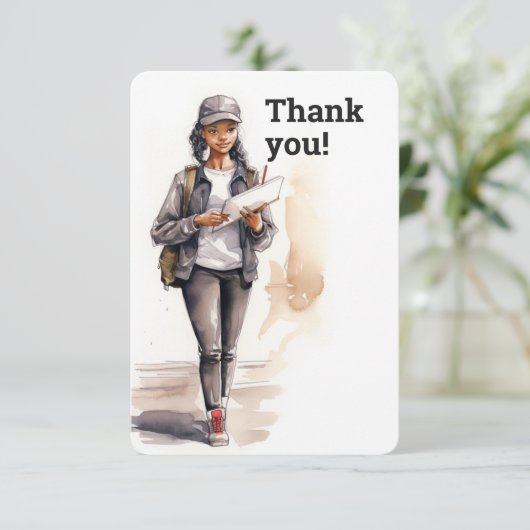 Gepersonaliseerde Vrouwen briefdrager Bedankkaart (Staand voorkant)