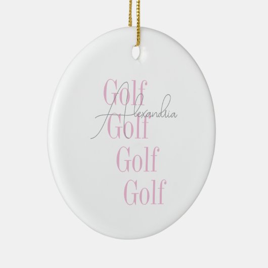 Gepersonaliseerde Vrouwen Golf Roze Typografie Keramisch Ornament (Rechts)