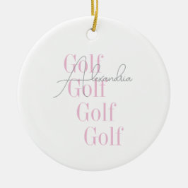 Gepersonaliseerde Vrouwen Golf Roze Typografie Keramisch Ornament