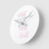 Gepersonaliseerde Vrouwen Golf Roze Typografie Ronde Klok (Hoek)