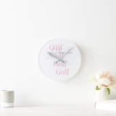 Gepersonaliseerde Vrouwen Golf Roze Typografie Ronde Klok (Huis)