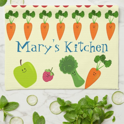 Gepersonaliseerde vruchten en Veggies Theedoek (Gevouwen)