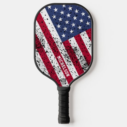 Gepersonaliseerde VS vlag hoekige diagonaal Pickleball Paddle (Voorkant)