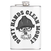 Gepersonaliseerde vuile handen schoon geld heupfles (Voorkant)