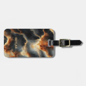 Gepersonaliseerde Vurige Lava Marmeren Bagagelabel (Voorkant horizontaal)