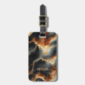 Gepersonaliseerde Vurige Lava Marmeren Bagagelabel (Voorkant verticaal)