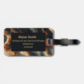 Gepersonaliseerde Vurige Lava Marmeren Bagagelabel (Achterkant horizontaal)