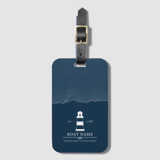 Gepersonaliseerde vuurtoren Boot Nautical Bagagelabel (Voorkant (verticaal))