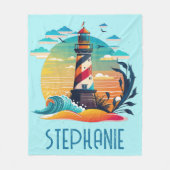 Gepersonaliseerde vuurtoren gloed fleece deken (Voorkant)