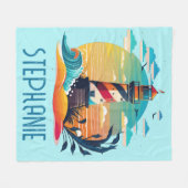 Gepersonaliseerde vuurtoren gloed fleece deken (Voorkant (Horizontaal))