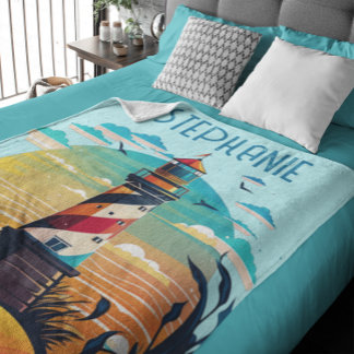 Gepersonaliseerde vuurtoren gloed fleece deken