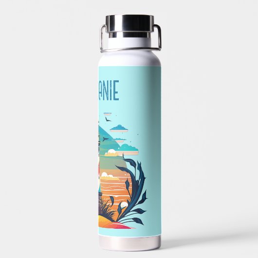 Gepersonaliseerde vuurtoren gloed waterfles (Achterkant)