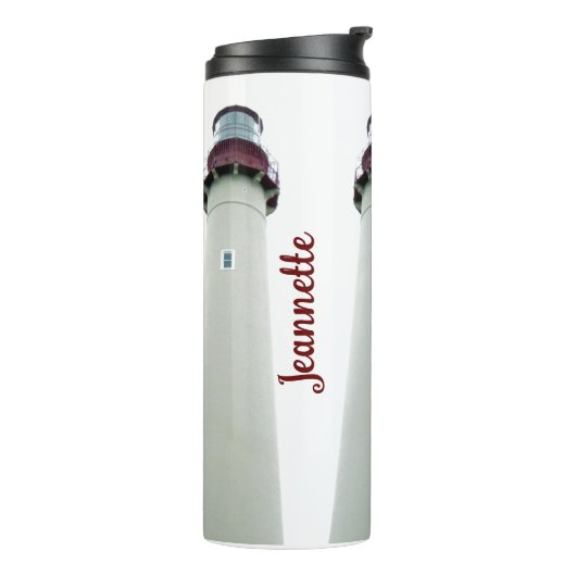 Gepersonaliseerde vuurtoren thermische trommel thermosbeker (Gedraaid links)