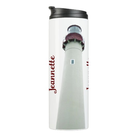 Gepersonaliseerde vuurtoren thermische trommel thermosbeker (Geroteerd rechts)