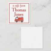 Gepersonaliseerde Vuurwagen, Jongens Rood & Wit Informatiekaartje (Voorkant / Achterkant)