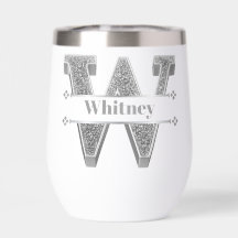 Gepersonaliseerde W Initiaal Silver Monogram Jouw 