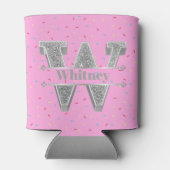 Gepersonaliseerde W Initiaal Silver Monogram Jouw  Blikjeskoeler (Achterkant)