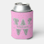 Gepersonaliseerde W Initiaal Silver Monogram Jouw  Blikjeskoeler (Blikje Achterkant)