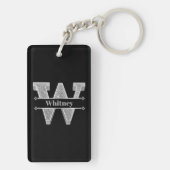 Gepersonaliseerde W Initiaal Silver Monogram Jouw  Sleutelhanger (achterkant)